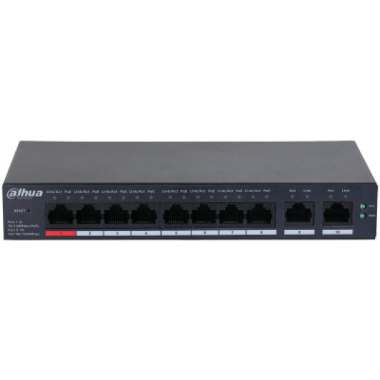 Dahua Technology DH-CS4010-8ET-110 network switch Managed L2 Fast Ethernet (10/100) Power over Ethernet (PoE) Black