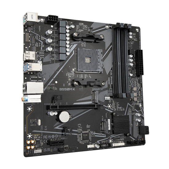 Mainboard|GIGABYTE|AMD B550|SAM4|Micro-ATX|Memory DDR4|Memory slots 4|1xPCI-Express 3.0 1x|1xPCI-Express 4.0 16x|2xM.2|1xHDMI|1xDisplayPort|2xAudio-In|1xAudio-Out|4xUSB 2.0|4xUSB 3.2|1xPS/2|1xRJ45|B550MK Mainboard|GIGABYTE|AMD B550|SAM4|Micro-ATX|Memory DDR4|Memory slots 4|1xPCI-Express 3.0 1x|1xPCI-Express 4.0 16x|2xM.2|1xHDMI|1xDisplayPort|2xAudio-In|1xAudio-Out|4xUSB 2.0|4xUSB 3.2|1xPS/2|1xRJ45|B550MK