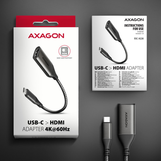 Axagon RVC-HI2M video cable adapter 0.25 m USB Type-C HDMI Black Axagon RVC-HI2M video cable adapter 0.25 m USB Type-C HDMI Black
