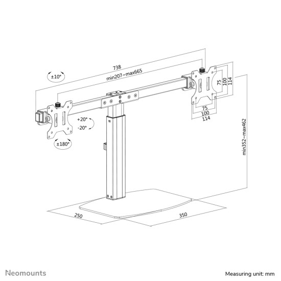 Neomounts FPMA-D865DBLACK Monitor stand 10-27" - gas spring Neomounts FPMA-D865DBLACK Monitor stand 10-27" - gas spring