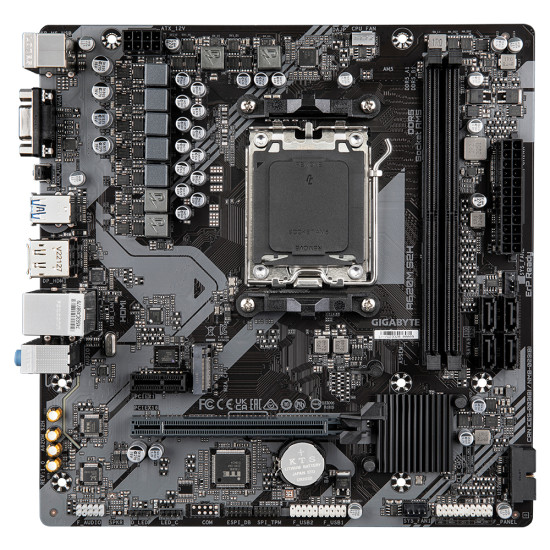 GIGABYTE A620M S2H Motherboard - Supports AMD Ryzen 8000 CPUs, 5+2+2 Phases Digital VRM, up to 7200MHz DDR5 (OC), 1xPCIe 4.0 M.2, GbE LAN, USB 3.2 Gen 1 GIGABYTE A620M S2H Motherboard - Supports AMD Ryzen 8000 CPUs, 5+2+2 Phases Digital VRM, up to 7200MHz DDR5 (OC), 1xPCIe 4.0 M.2, GbE LAN, USB 3.2 Gen 1