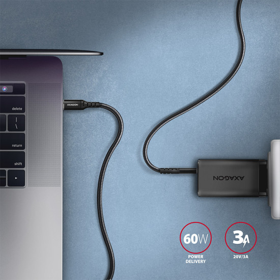 CABLE USB-C TO USB-C 3M 60W/HQ BLACK BUCM-CM30AB AXAGON CABLE USB-C TO USB-C 3M 60W/HQ BLACK BUCM-CM30AB AXAGON