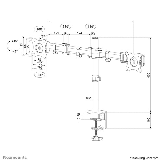 Neomounts monitor arm desk mount