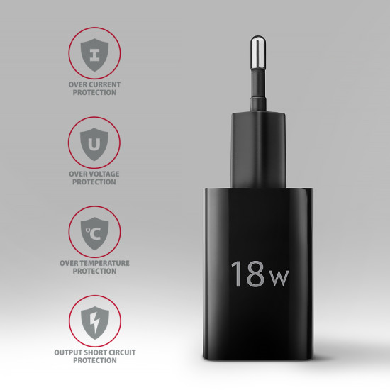 Axagon ACU-QC18 kroviklis jungiama tinkl QC 18W, 1x port USB-A, QC3.0/AFC/FCP/SMART Juoda Mobile phone, Power bank, Smartphone, Smartwatch, Tablet, Universal Black AC Fast charging Indoor Axagon ACU-QC18 kroviklis jungiama tinkl QC 18W, 1x port USB-A, QC3.0/AFC/FCP/SMART Juoda Mobile phone, Power bank, Smartphone, Smartwatch, Tablet, Universal Black AC Fast charging Indoor