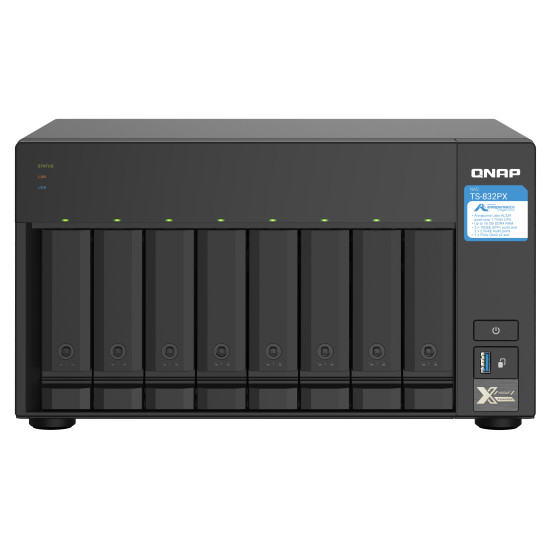 QNAP TS-832PX NAS Tower Annapurna Labs AL324 4 GB DDR4 0 TB QNAP Turbo System Aluminium, Black QNAP TS-832PX NAS Tower Annapurna Labs AL324 4 GB DDR4 0 TB QNAP Turbo System Aluminium, Black