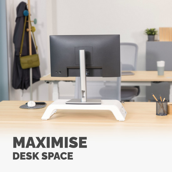 Fellowes Computer Monitor Stand with 3 Height Adjustments - Hana LT Monitor Riser - Ergonomic Adjustable Monitor Stand for Computers - Max Weight 22.6KG - White Fellowes Computer Monitor Stand with 3 Height Adjustments - Hana LT Monitor Riser - Ergonomic Adjustable Monitor Stand for Computers - Max Weight 22.6KG - White