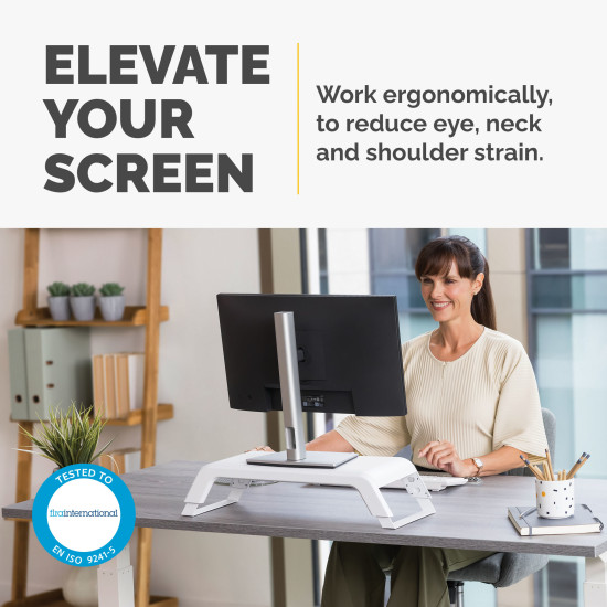 Fellowes Computer Monitor Stand with 3 Height Adjustments - Hana LT Monitor Riser - Ergonomic Adjustable Monitor Stand for Computers - Max Weight 22.6KG - White Fellowes Computer Monitor Stand with 3 Height Adjustments - Hana LT Monitor Riser - Ergonomic Adjustable Monitor Stand for Computers - Max Weight 22.6KG - White