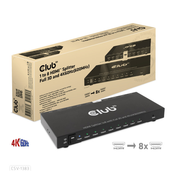 1 to 8 HDMI™ Splitter Full 3D and 4K60Hz(600MHz) 1 to 8 HDMI™ Splitter Full 3D and 4K60Hz(600MHz)