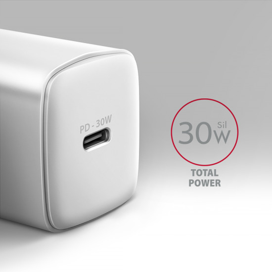 MOBILE CHARGER WALL USB-C 30W/1PORT WHITE ACU-PD30W AXAGON MOBILE CHARGER WALL USB-C 30W/1PORT WHITE ACU-PD30W AXAGON