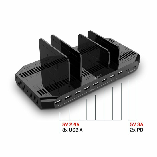 Lindy 120W 10 Port USB Charging Station Lindy 120W 10 Port USB Charging Station