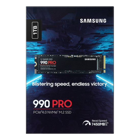 SSD|SAMSUNG|990 PRO|1TB|M.2|PCIE|NVMe|MLC|Write speed 6900 MBytes/sec|Read speed 7450 MBytes/sec|2.3mm|TBW 600 TB|MTBF 1500000 hours|MZ-V9P1T0BW
