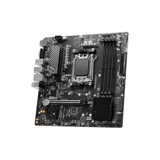 Mainboard|MSI|AMD B650|SAM5|Micro-ATX|Memory DDR5|Memory slots 4|2xPCI-Express 1x|1xPCI-Express 16x|2xM.2|1x15pin D-sub|1xHDMI|1xDisplayPort|4xUSB 2.0|4xUSB 3.2|1xPS/2|1xRJ45|3xAudio port|PROB650M-P Mainboard|MSI|AMD B650|SAM5|Micro-ATX|Memory DDR5|Memory slots 4|2xPCI-Express 1x|1xPCI-Express 16x|2xM.2|1x15pin D-sub|1xHDMI|1xDisplayPort|4xUSB 2.0|4xUSB 3.2|1xPS/2|1xRJ45|3xAudio port|PROB650M-P