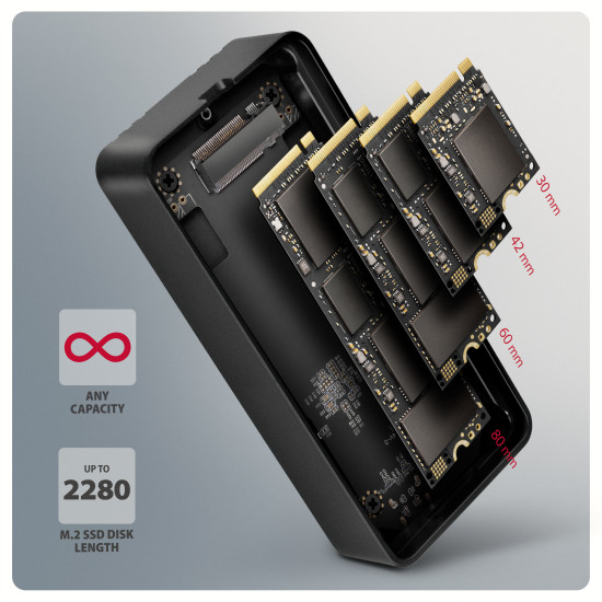 AXAGON EEM2-40G USB-C 40Gbps M.2 NVMe SSD Enclosure, ARMORED Aluminum