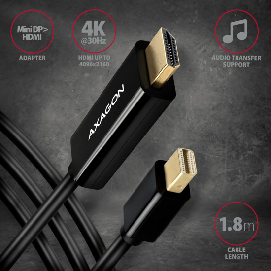 RVDM-HI14C2 Mini-DisplayPort zu HDMI Adapterkabel 4K/30 Hz 180 cm lang - Kabel - Digital/Display/Video RVDM-HI14C2 Mini-DisplayPort zu HDMI Adapterkabel 4K/30 Hz 180 cm lang - Kabel - Digital/Display/Video