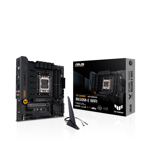 Mainboard|ASUS|AMD B650|SAM5|Micro-ATX|Memory DDR5|Memory slots 4|2xPCI-Express 4.0 1x|1xPCI-Express 4.0 16x|2xM.2|1xHDMI|2xDisplayPort|4xUSB 2.0|2xUSB 3.2|2xUSB-C|1xRJ45|3xAudio port|TUFGAMINGB650M-EWIFI Mainboard|ASUS|AMD B650|SAM5|Micro-ATX|Memory DDR5|Memory slots 4|2xPCI-Express 4.0 1x|1xPCI-Express 4.0 16x|2xM.2|1xHDMI|2xDisplayPort|4xUSB 2.0|2xUSB 3.2|2xUSB-C|1xRJ45|3xAudio port|TUFGAMINGB650M-EWIFI