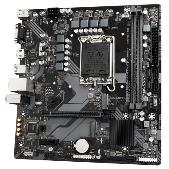 Mainboard|GIGABYTE|Intel B760 Express|LGA1700|Micro-ATX|Memory DDR4|Memory slots 2|1xPCI-Express 3.0 1x|1xPCI-Express 4.0 16x|2xM.2|1x15pin D-sub|1xHDMI|1xAudio-In|1xAudio-Out|1xMicrophone|2xUSB 2.0|4xUSB 3.2|1xRJ45|B760MHDDR4 Mainboard|GIGABYTE|Intel B760 Express|LGA1700|Micro-ATX|Memory DDR4|Memory slots 2|1xPCI-Express 3.0 1x|1xPCI-Express 4.0 16x|2xM.2|1x15pin D-sub|1xHDMI|1xAudio-In|1xAudio-Out|1xMicrophone|2xUSB 2.0|4xUSB 3.2|1xRJ45|B760MHDDR4