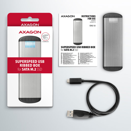 Axagon EEM2-SA storage drive enclosure SSD enclosure Grey M.2 Axagon EEM2-SA storage drive enclosure SSD enclosure Grey M.2