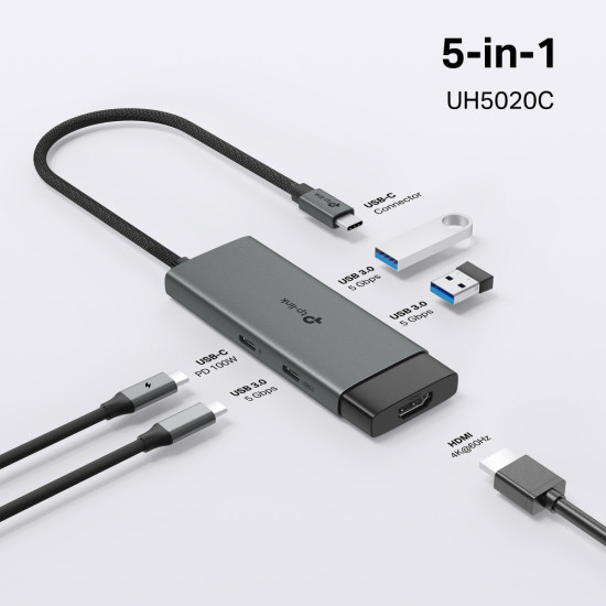 TP-Link UH5020C interface hub USB Type-C 5000 Mbit/s Grey TP-Link UH5020C interface hub USB Type-C 5000 Mbit/s Grey
