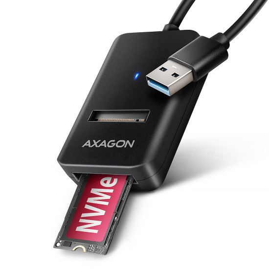 Axagon ADM2-AM USB-A 10Gbps - M.2 NVMe & SATA SSD adaptér, kabelis USB-A 10cm SSD enclosure Black Axagon ADM2-AM USB-A 10Gbps - M.2 NVMe & SATA SSD adaptér, kabelis USB-A 10cm SSD enclosure Black