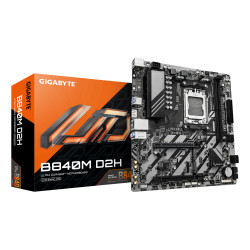 B840M D2H Motherboard - AMD Ryzen 9000 CPUs, 5+2+2 Phases VRM, up to 7600MHz DDR5, 1xPCIe 4.0 + 1xPCIe 3.0 M.2, 2.5GbE LAN, USB 3.2 Gen 1