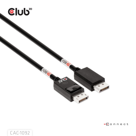 DisplayPort™ 2.1 Bi-Directional VESA DP80 Certified Cable 4K240Hz, 8K60Hz or 10K60Hz M/M 1.6m/5.25ft DisplayPort™ 2.1 Bi-Directional VESA DP80 Certified Cable 4K240Hz, 8K60Hz or 10K60Hz M/M 1.6m/5.25ft
