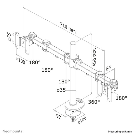 Neomounts FPMA-D960DG Monitor arm 10-27" Neomounts FPMA-D960DG Monitor arm 10-27"