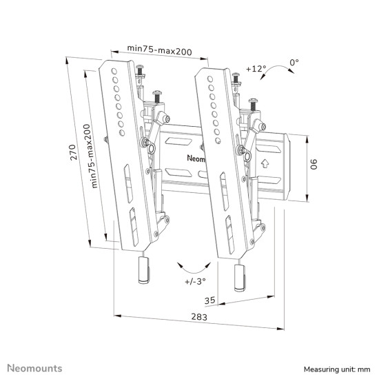 Neomounts WL35S-850BL12 TV mount wall 24-65" - tiltable - lockable - fast installation