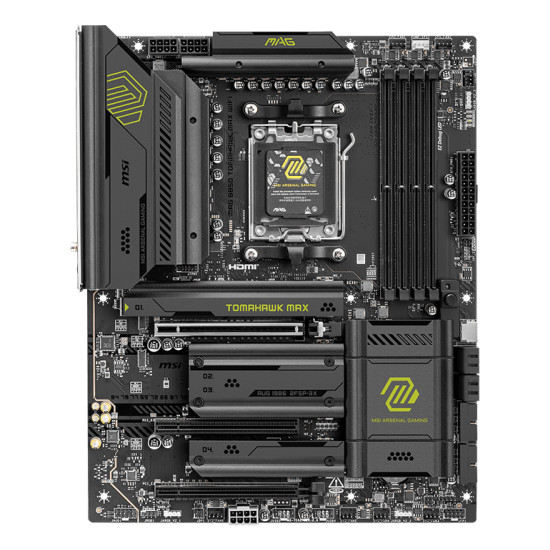 Mainboard|MSI|AMD B850|SAM5|ATX|Memory DDR5|Memory slots 4|3xPCI-Express 16x|4xM.2|1xHDMI|1xAudio-In|1xAudio-Out|4xUSB 2.0|1xUSB 3.0|2xUSB 3.2|3xUSB-C|1xRJ45|B850TOMAHAWKMAXWIFI
