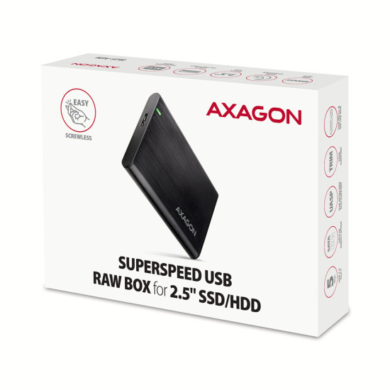 Axagon EE25-A6M storage drive enclosure HDD/SSD enclosure Black 2.5" Axagon EE25-A6M storage drive enclosure HDD/SSD enclosure Black 2.5"