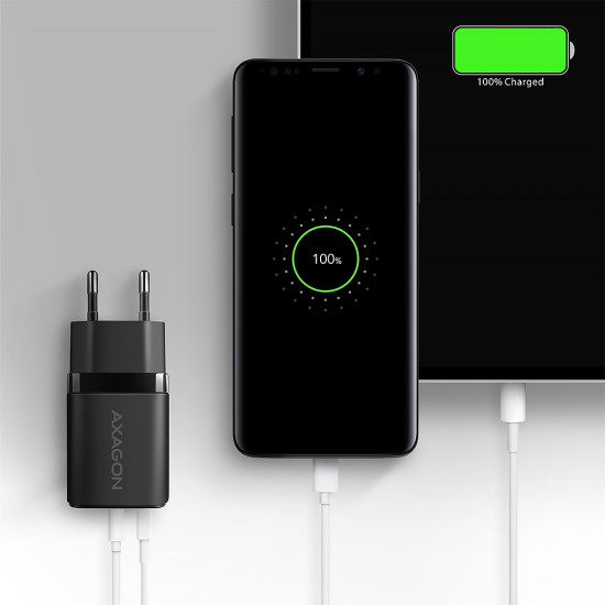 Axagon ACU-PQ30 Ladegerät QC3.0, 4.0/AFC/FCP/PPS/Apple+ PD USB-C, 30W - schwarz - Kompaktes Ladegerät - 1x USB-C und 1x USB-A Mobile phone, Smartphone, Smartwatch, Tablet, Universal Black AC Fast charging Indoor Axagon ACU-PQ30 Ladegerät QC3.0, 4.0/AFC/FCP/PPS/Apple+ PD USB-C, 30W - schwarz - Kompaktes Ladegerät - 1x USB-C und 1x USB-A Mobile phone, Smartphone, Smartwatch, Tablet, Universal Black AC Fast charging Indoor