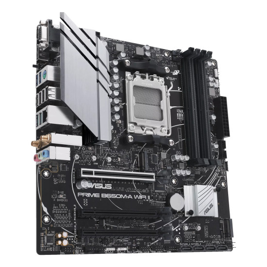 Mainboard|ASUS|AMD B650|Micro-ATX|Memory DDR5|Memory slots 4|3xPCI-Express 4.0 16x|2xM.2|1x15pin D-sub|1xHDMI|1xDisplayPort|4xUSB 2.0|4xUSB 3.2|1xPS/2|1xRJ45|3xAudio port|PRIMEB650M-AWIFIII Mainboard|ASUS|AMD B650|Micro-ATX|Memory DDR5|Memory slots 4|3xPCI-Express 4.0 16x|2xM.2|1x15pin D-sub|1xHDMI|1xDisplayPort|4xUSB 2.0|4xUSB 3.2|1xPS/2|1xRJ45|3xAudio port|PRIMEB650M-AWIFIII