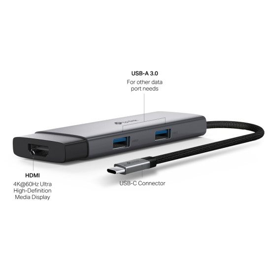TP-Link UH5020C interface hub USB Type-C 5000 Mbit/s Grey TP-Link UH5020C interface hub USB Type-C 5000 Mbit/s Grey