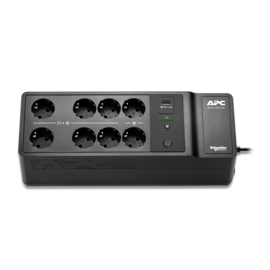 APC Back-UPS, 500VA/300W Floor/Wall Mount, 230V, 8x CEE 7/3 Schuko outlets, USB Type A Port, User Replaceable Battery APC Back-UPS, 500VA/300W Floor/Wall Mount, 230V, 8x CEE 7/3 Schuko outlets, USB Type A Port, User Replaceable Battery
