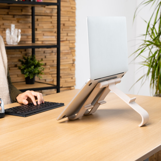 Laptop and tablet stand R-Go Treepod, ergonomic and modular, adjustable, biobased