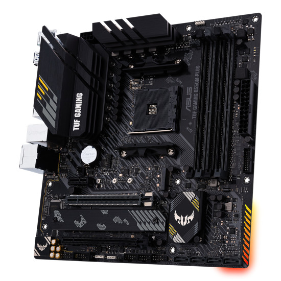 Mainboard|ASUS|AMD B550|SAM4|MicroATX|1xPCI-Express 3.0 1x|1xPCI-Express 3.0 16x|2xM.2|1xPCI-Express 4.0 16x|Memory DDR4|Memory slots 4|1xHDMI|1xDisplayPort|2xUSB 2.0|1xUSB type C|5xUSB 3.2|1xPS/2|1xOptical S/PDIF|1xRJ45|5xAudio port|TUFGAMINGB550M-PLUS Mainboard|ASUS|AMD B550|SAM4|MicroATX|1xPCI-Express 3.0 1x|1xPCI-Express 3.0 16x|2xM.2|1xPCI-Express 4.0 16x|Memory DDR4|Memory slots 4|1xHDMI|1xDisplayPort|2xUSB 2.0|1xUSB type C|5xUSB 3.2|1xPS/2|1xOptical S/PDIF|1xRJ45|5xAudio port|TUFGAMINGB550M-PLUS