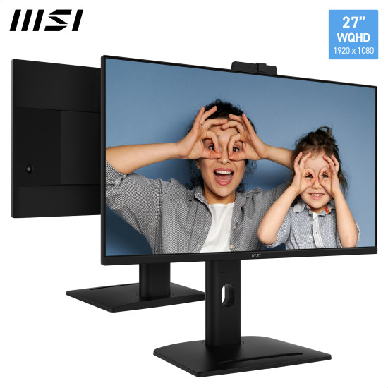 MSI Pro MP275QPDG 27 Inch Monitor, QHD (2560 x 1440), 100Hz, IPS, 1ms, 2x HDMI 2.0b, 1x DP 1.2a input, 1x DP 1.2a output, 1x Type-C (DP alt.) w/ 98W PD, 1x LAN, 4xUSB 5Gbps Type-A, 1x USB 5Gbps Type-B, Built-in Speakers, Webcam, Daisy Chain, HDR Ready, An MSI Pro MP275QPDG 27 Inch Monitor, QHD (2560 x 1440), 100Hz, IPS, 1ms, 2x HDMI 2.0b, 1x DP 1.2a input, 1x DP 1.2a output, 1x Type-C (DP alt.) w/ 98W PD, 1x LAN, 4xUSB 5Gbps Type-A, 1x USB 5Gbps Type-B, Built-in Speakers, Webcam, Daisy Chain, HDR Ready, An