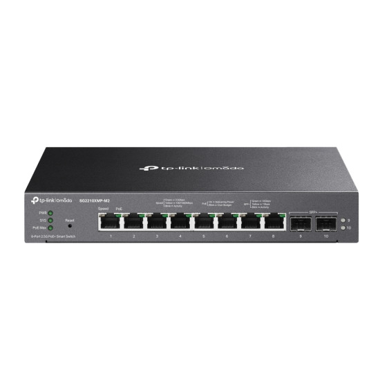 TP-Link Omada 8-Port 2.5GBASE-T and 2-Port 10GE SFP+ Smart Switch with 8-Port PoE+ TP-Link Omada 8-Port 2.5GBASE-T and 2-Port 10GE SFP+ Smart Switch with 8-Port PoE+
