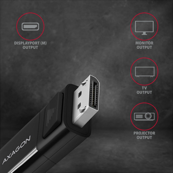 Axagon RVC-DPC video cable adapter 1.8 m USB Type-C DisplayPort Black Axagon RVC-DPC video cable adapter 1.8 m USB Type-C DisplayPort Black