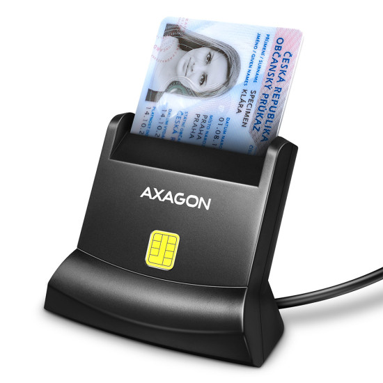 Universal desktop USB contact Smart/ID card reader with long USB-A cable. Suitable for the eObanka application. Universal desktop USB contact Smart/ID card reader with long USB-A cable. Suitable for the eObanka application.