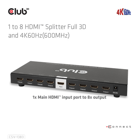 1 to 8 HDMI™ Splitter Full 3D and 4K60Hz(600MHz) 1 to 8 HDMI™ Splitter Full 3D and 4K60Hz(600MHz)