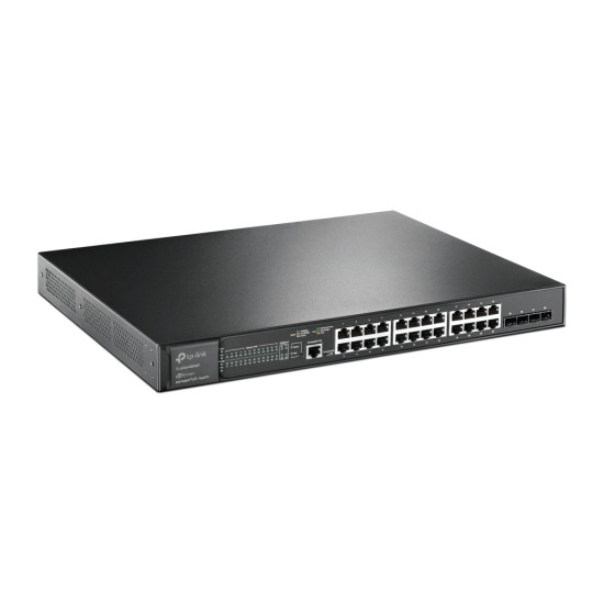 TP-Link JetStream 24-Port Gigabit and 4-Port 10GE SFP+ L2+ Managed Switch with 24-Port PoE+ TP-Link JetStream 24-Port Gigabit and 4-Port 10GE SFP+ L2+ Managed Switch with 24-Port PoE+