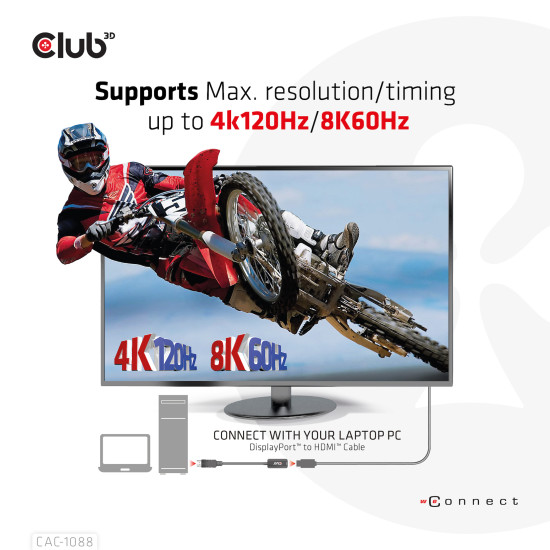 I/O ADAPTER DP TO HDMI/ACTIVE M/F CAC-1088 CLUB3D I/O ADAPTER DP TO HDMI/ACTIVE M/F CAC-1088 CLUB3D