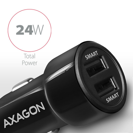 PWC-5V5 SMART Car charger 24W, 2x USB-A port, 5V/2.4A + 5V/2.4A