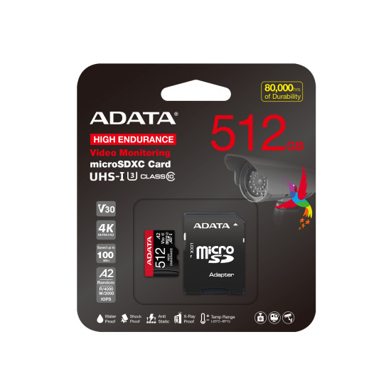 MEMORY MICRO SDXC 512GB W/AD./AUSDX512GUI3V30SHA2-RA1 ADATA