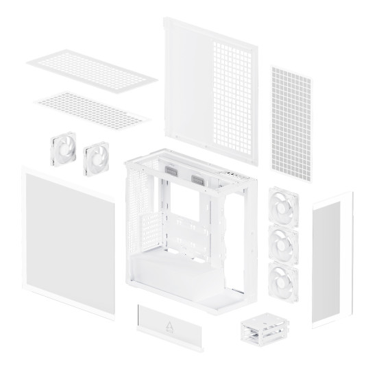 Case|ARCTIC|Xtender (White)|MidiTower|Case product features Transparent panel|Not included|Colour White|ACPCC00014A