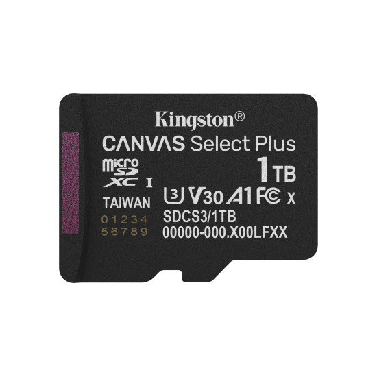 1TB microSDXC Canvas Select Plus Gen3 150MB/s A1 Card + Adapter 1TB microSDXC Canvas Select Plus Gen3 150MB/s A1 Card + Adapter