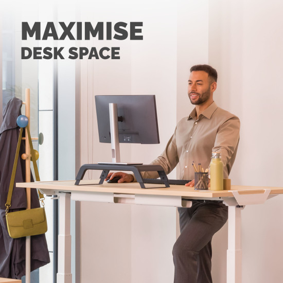 Fellowes Computer Monitor Stand with 3 Height Adjustments - Hana LT Monitor Riser - Ergonomic Adjustable Monitor Stand for Computers - Max Weight 22.6KG - Black Fellowes Computer Monitor Stand with 3 Height Adjustments - Hana LT Monitor Riser - Ergonomic Adjustable Monitor Stand for Computers - Max Weight 22.6KG - Black