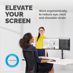 Fellowes Dual Monitor Arm - Reflex Dual Monitor Mount for 8KG 27 Inch Screens - Adjustable Monitor Desk Mount - Tilt 45° Pan 180° Rotation 360°, VESA 75 x 75/100 x 100 - Black