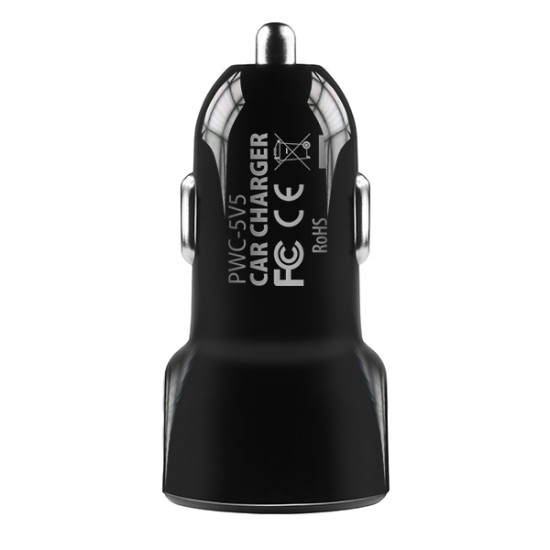 PWC-5V5 SMART Car charger 24W, 2x USB-A port, 5V/2.4A + 5V/2.4A