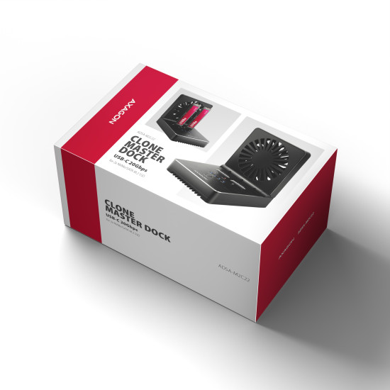 AXAGON ADSA-M2C22 USB-C 20Gbps Dual M.2 NVMe & SATA SSD Docking and Cloning Station